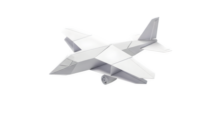 Paper airplane isolated on transparent background, a symbol of flight and imagination