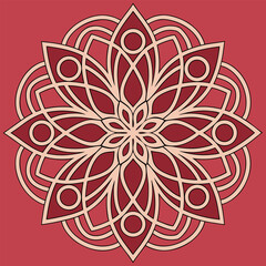 Red Background Mandala | Decorative Layered Vector Ornament”