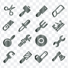 Fototapeta premium Construction building and handyman tools simple vector icons collection illustration set