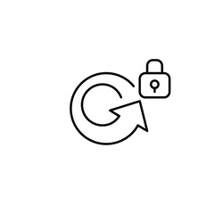 Renew arrow and lock. Secure update, safe reset and renewal. Pixel perfect, editable stroke vector icon