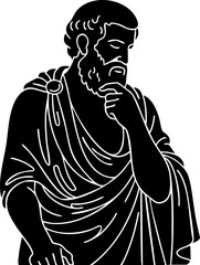 Wise Socratic Philosopher Silhouette in Deep Contemplation Pose