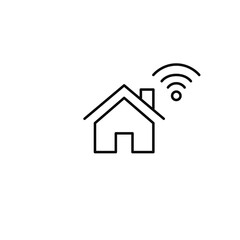 House and wi-fi. Smart home technology, remote control of devices and connection. Pixel perfect, editable stroke vector icon