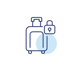 Suitcase and lock. Safe travel, baggage and passenger protection. Pixel perfect, editable stroke vector icon
