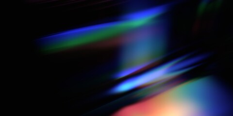 Abstract iridescent background design, colorful reflections on glass, 3d render