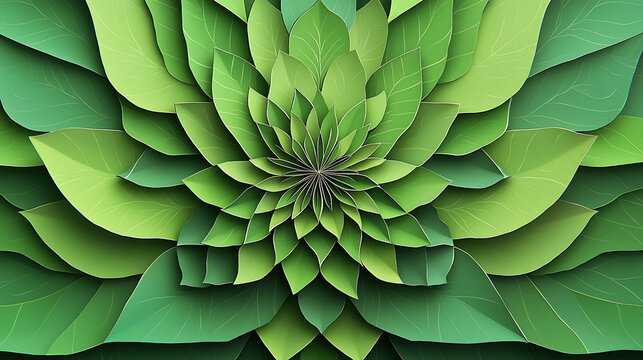 Green Leaf Mandala Nature's Harmony in Layered Artistry