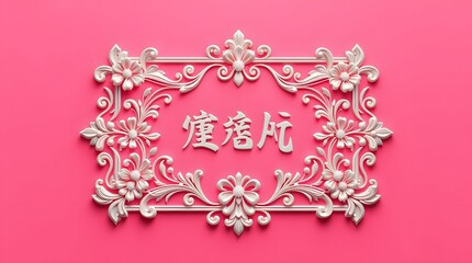 Elegant Floral 3D Frame with Golden Leaves and Pink Flowers – Decorative Border Design for Invitations, Greeting Cards, and Posters -4