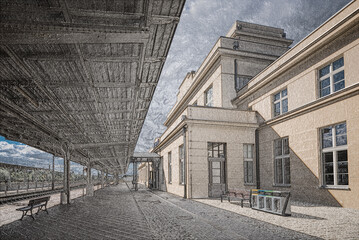 

ZBASZYN RAILWAY STATION - Historic and monumental building in the modernist style
