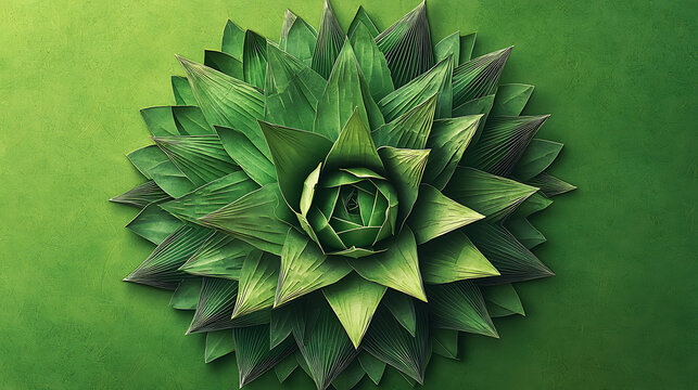 Fototapeta Leaf Star Abstract Green Plant Design on a Textured Background