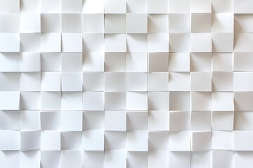 White cube abstract background wall with repeating square 3d shapes for architectural design