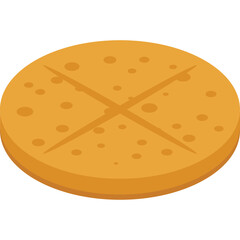 Round Yellow Textured Object With Cross Indentation On Transparent Background Simple Graphic Design
