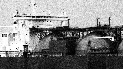 LNG TANKER - Red ship sails to the gas terminal