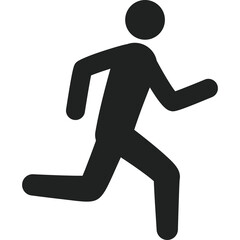 Running Silhouette Figure Motion Icon Simple Black Shape on Transparent Background Represents Speed and Activity