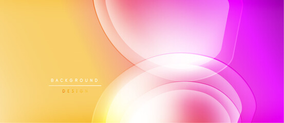 Abstract background features flowing shapes, vibrant colors. Gradient transitions create dynamic visual effect. Modern design elements present smooth curves.