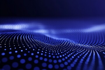 Abstract blue dot wave background with blurred depth of field showing digital connectivity