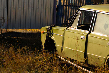 Side View of Abandoned Vintage Car