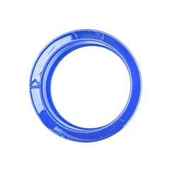 Vibrant blue circular object with a modern, abstract geometric design, perfect for technology or branding concepts.