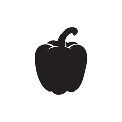 simple bell pepper vegetable silhouette icon with stem vector graphic.