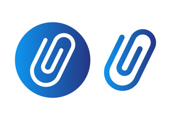 Obraz premium Gradient Blue Attachment Flat Colored Illustration for File and Document Connection Concept