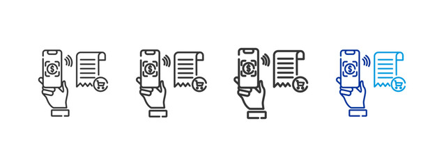  payment icons with different thickness and color lines on a white background