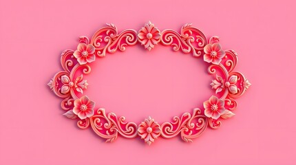 Elegant Floral 3D Frame with Golden Leaves and Pink Flowers – Decorative Border Design for Invitations, Greeting Cards, and Posters -4