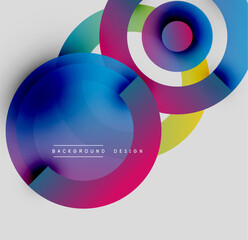 Fototapeta premium Abstract colorful circles overlap. Gradient shades create dynamic visual effect. Modern design element for backgrounds.