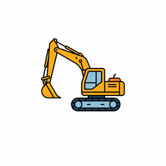 Yellow Excavator Illustration for Construction and Industry