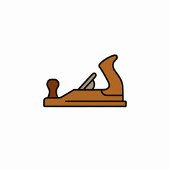 Vector color icon of a classic wooden hand plane for carpentry