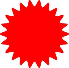 Red Circle Sticker and Badge, Wavy Edge Labels Blank Sale Tags Vintage Promo Shapes, Graphics