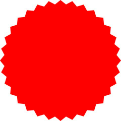 Fototapeta premium Red Circle Sticker and Badge, Wavy Edge Labels Blank Sale Tags Vintage Promo Shapes, Graphics