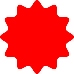 Red Circle Sticker and Badge, Wavy Edge Labels Blank Sale Tags Vintage Promo Shapes, Graphics