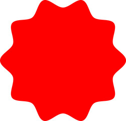 Red Circle Sticker and Badge, Wavy Edge Labels Blank Sale Tags Vintage Promo Shapes, Graphics