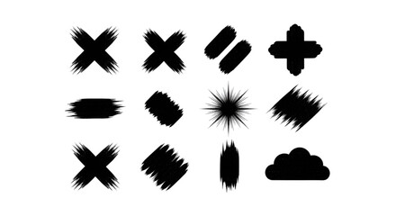 Fototapeta premium Black brush strokes vector set grunge paint brushes design elements art