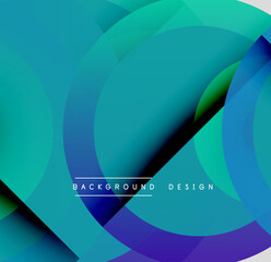 Abstract blue gradients form overlapping circles, creating dynamic visual texture. Modern design elements suggest depth, movement.