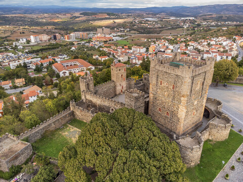 aerial view of the Citadel and Bragan&ccedil;a Castle ( Castelo de Bragan&ccedil;a), Braganza ,Tr&aacute;s-os-Montes and Alto Douro, Portugal