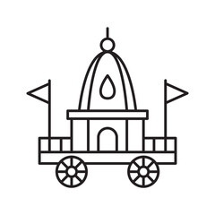 Ratha Yatra Icon, Hindu Festival Chariot Outline