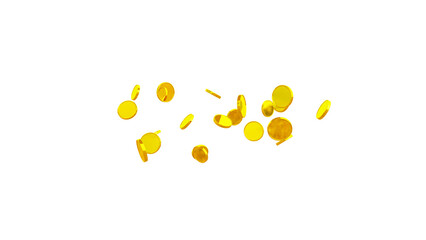Glittering 3D Gold Coin – Isolated Transparent PNG for Games, Digital Design, and Festive Illustrations. gold Coin particle Render. golden Coin Explosion.