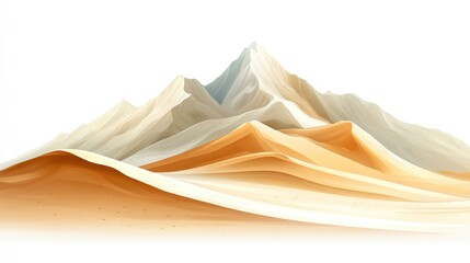 A serene landscape featuring soft, undulating sand dunes and majestic mountains, perfect for travel blogs, nature themes, or backgrounds in design work to evoke tranquility and adventure,