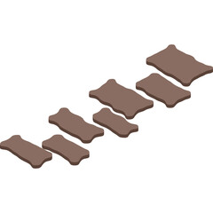 Series Of Brown Rectangular Shapes Arranged In Ascending Size Order Against A White Background