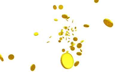 Golden Currency Coin PNG with Animated Particle Overlay – Detailed Isolated Coin for Commercial, Motion Graphics, and Digital Illustrations