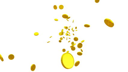 Golden Currency Coin PNG with Animated Particle Overlay – Detailed Isolated Coin for Commercial, Motion Graphics, and Digital Illustrations