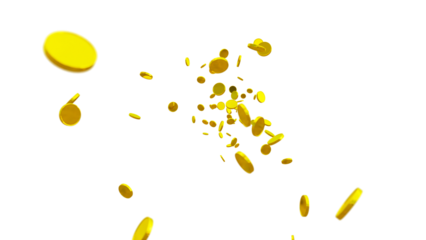 Golden Currency Coin PNG with Animated Particle Overlay – Detailed Isolated Coin for Commercial, Motion Graphics, and Digital Illustrations