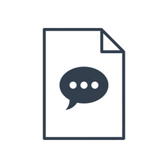 Icon of a document with a speech bubble containing three dots, representing communication or feedback.