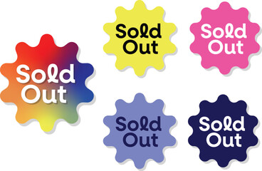 Vibrant Starburst Shape Label Set: Out of Stock and Sold Notices