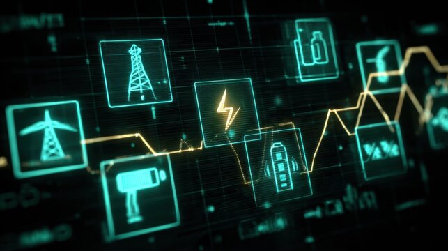 Visual Representation of Energy Sources and Data Analytics Showcasing Green Technology Innovation in a Modern Design - Powered by Adobe