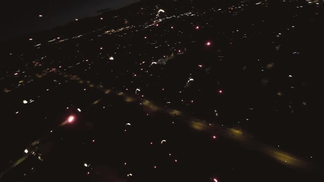 FPV drone inside a spectacular fireworks display at ight.