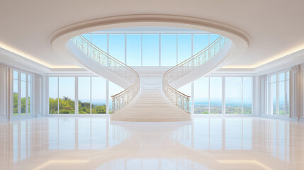 Empty luxury classical mazzanine floor