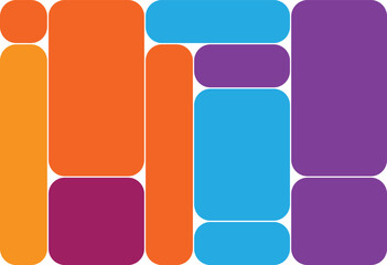 Modern bento grid layout design with vibrant color blocks and clean typography for web and print applications