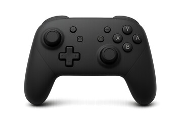 Matte Black Gamepad Controller with Realistic Shadow on Transparent Background © IsratJahan