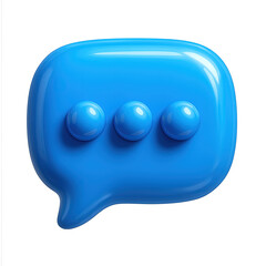 Vibrant blue 3D speech bubble icon with three dots, signifying conversation, communication, and online messaging for digital design.