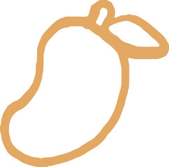 Hand-drawn mango illustration in doodle style isolated on white